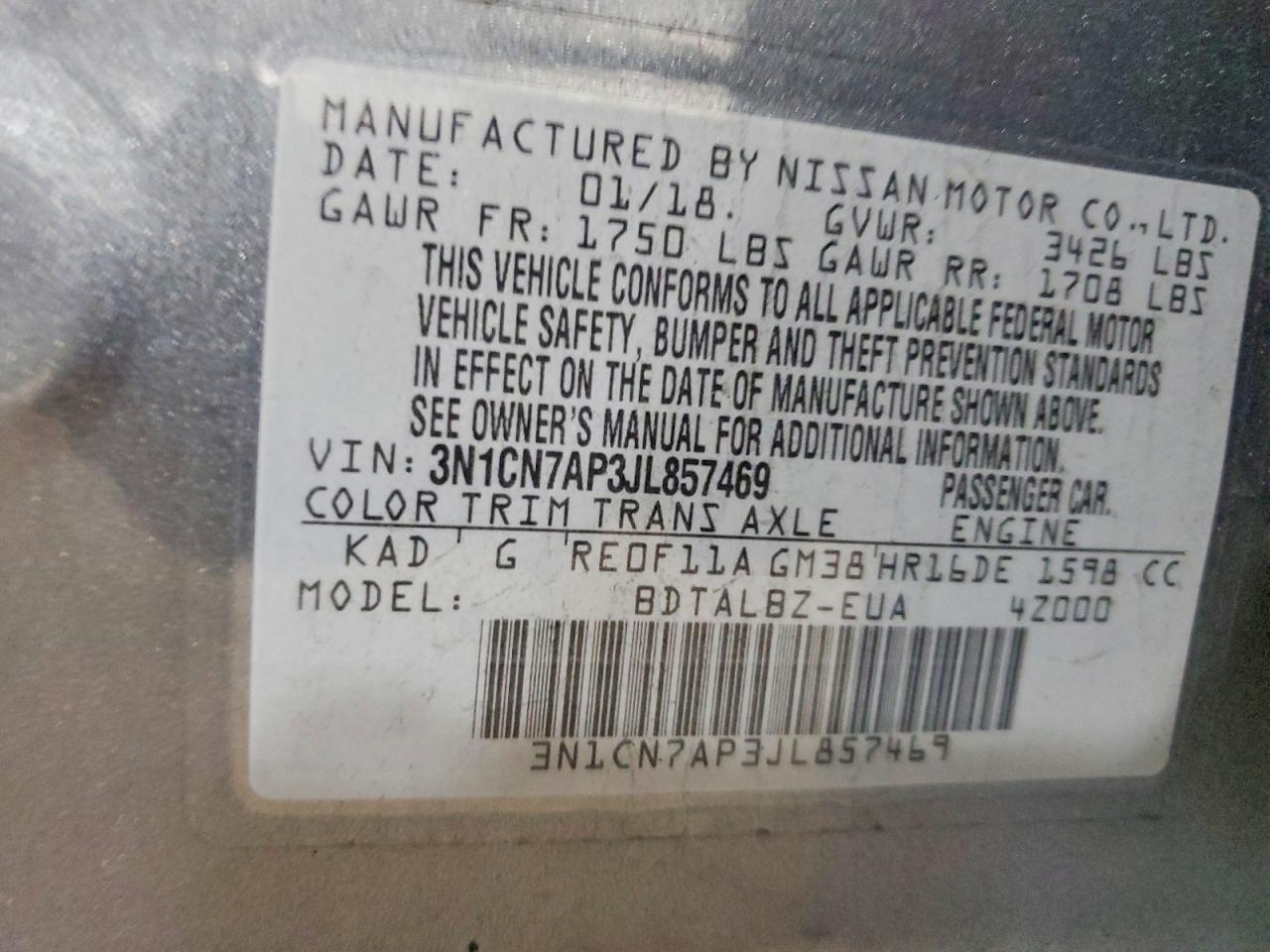 2018 NISSAN VERSA S photo 12