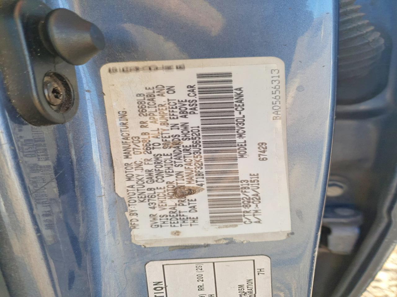 2003 TOYOTA CAMRY LE photo 12