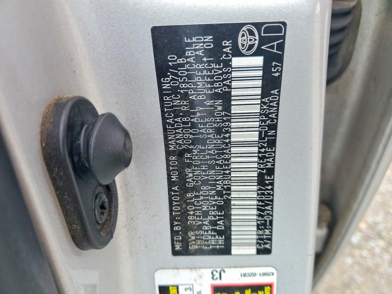 2010 TOYOTA COROLLA BASE photo 12