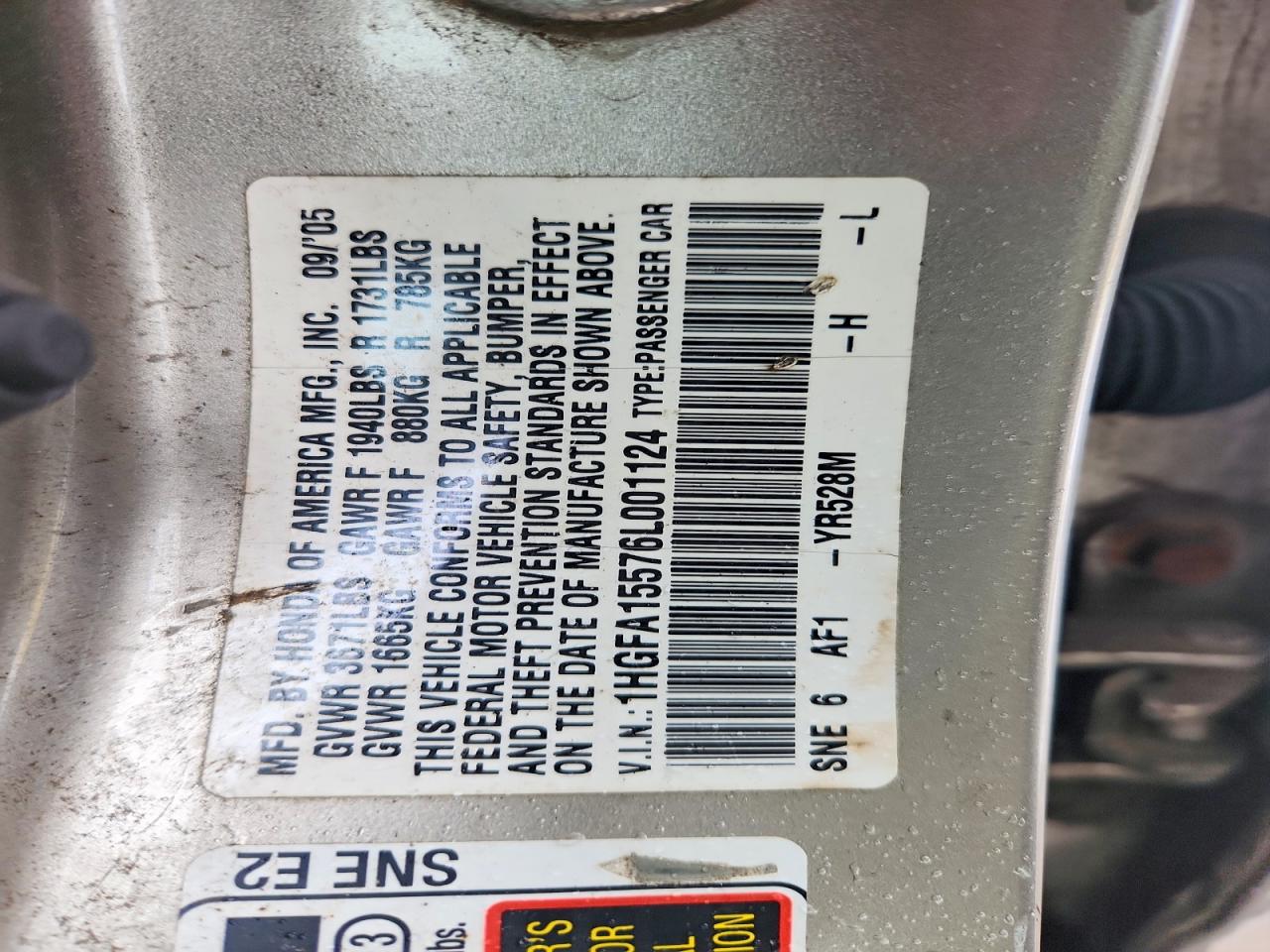 2006 HONDA CIVIC LX photo 13