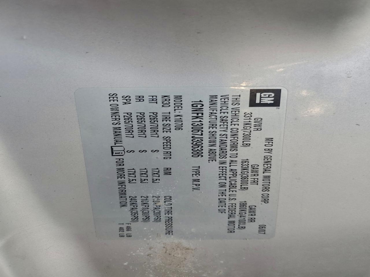 2007 CHEVROLET TAHOE K1500 photo 12