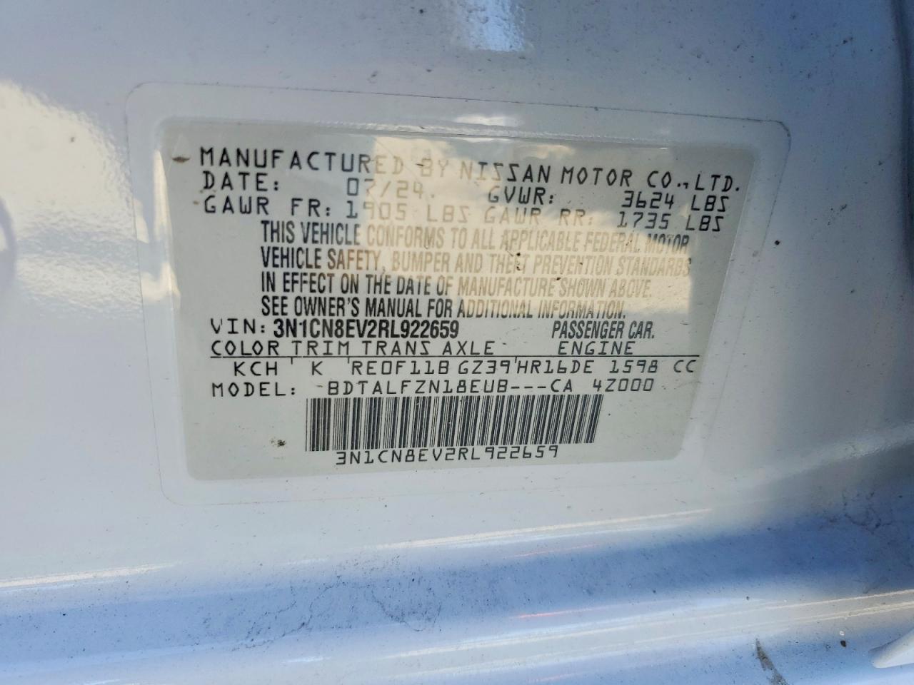 2024 NISSAN VERSA SV photo 13