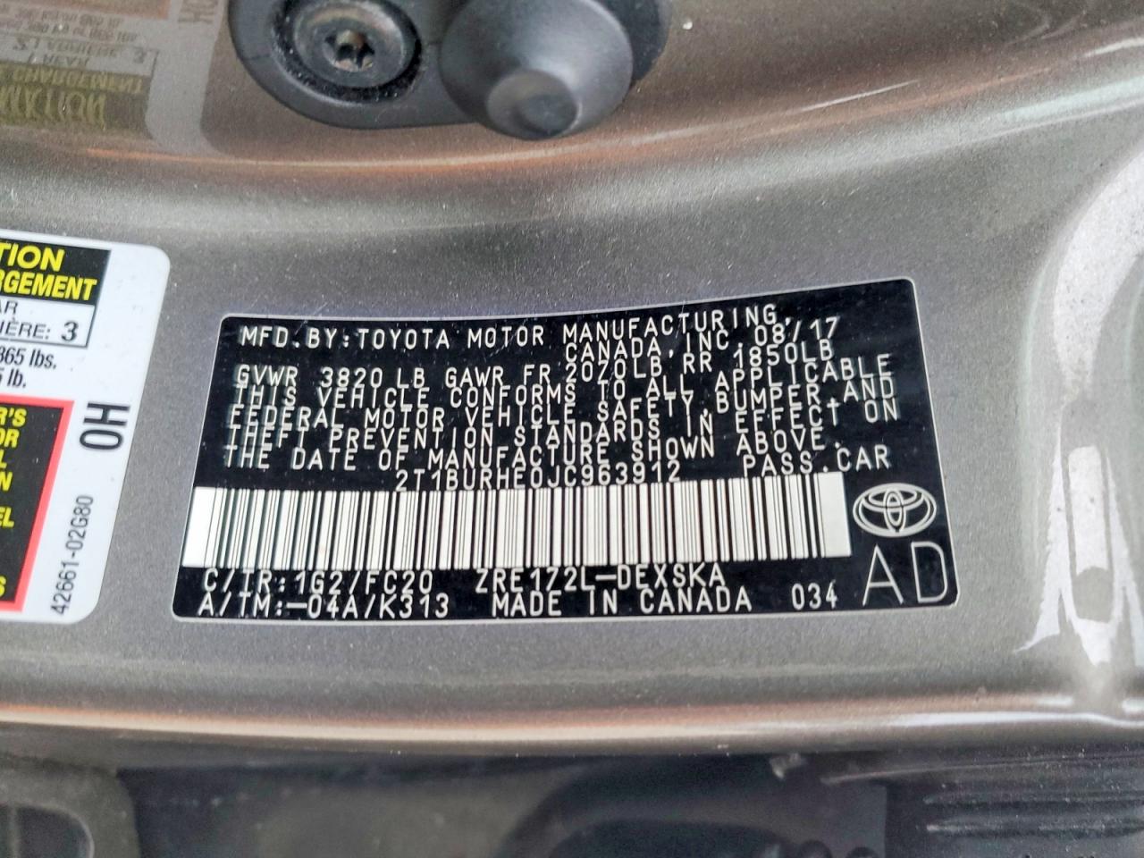 2018 TOYOTA COROLLA L photo 12