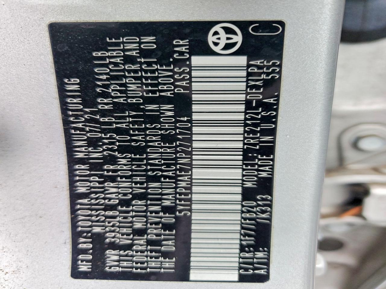 2022 TOYOTA COROLLA LE photo 12