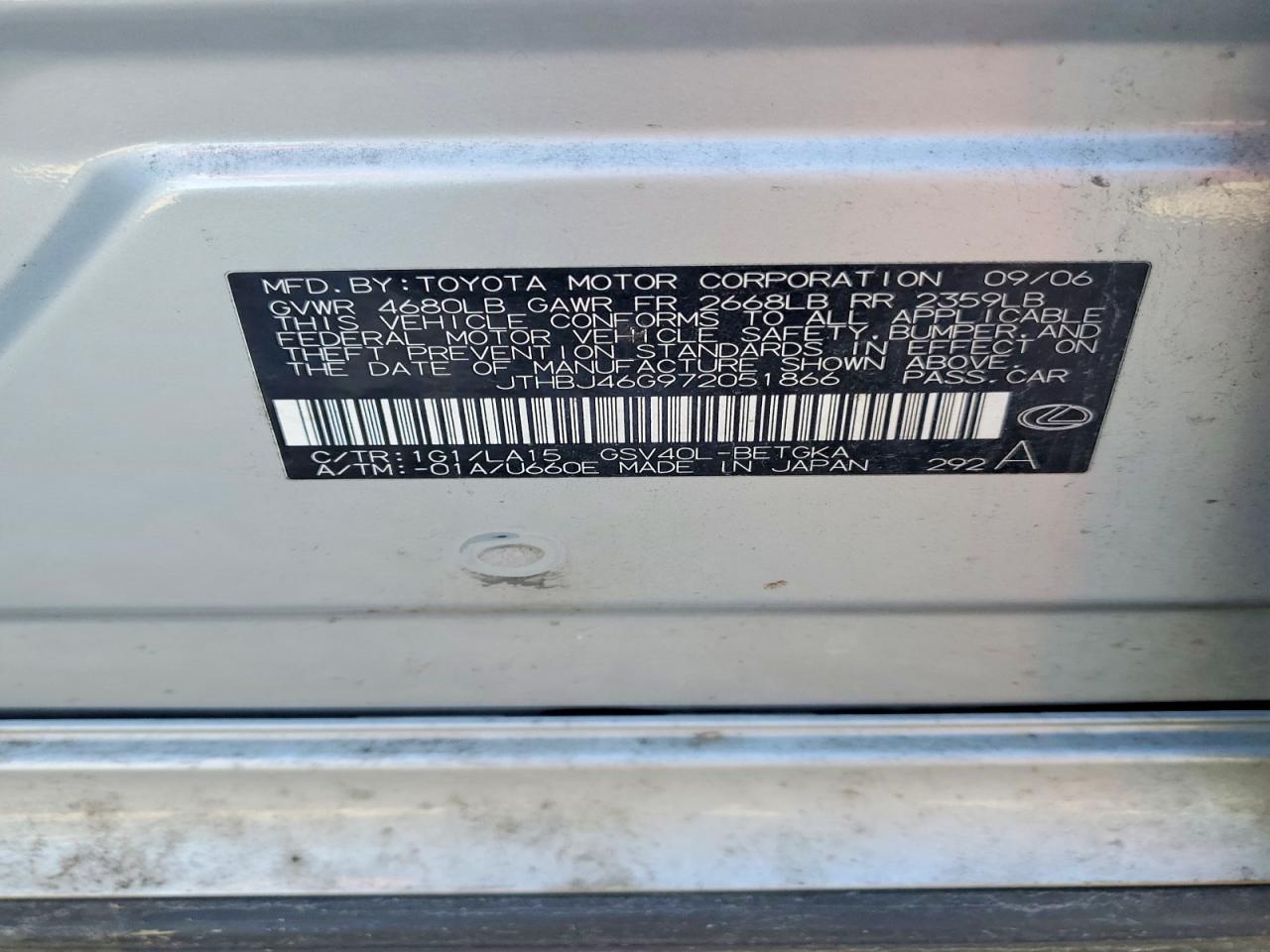 2007 LEXUS ES 350 photo 23
