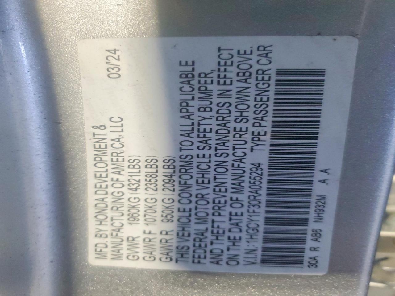 2024 HONDA ACCORD EX photo 13