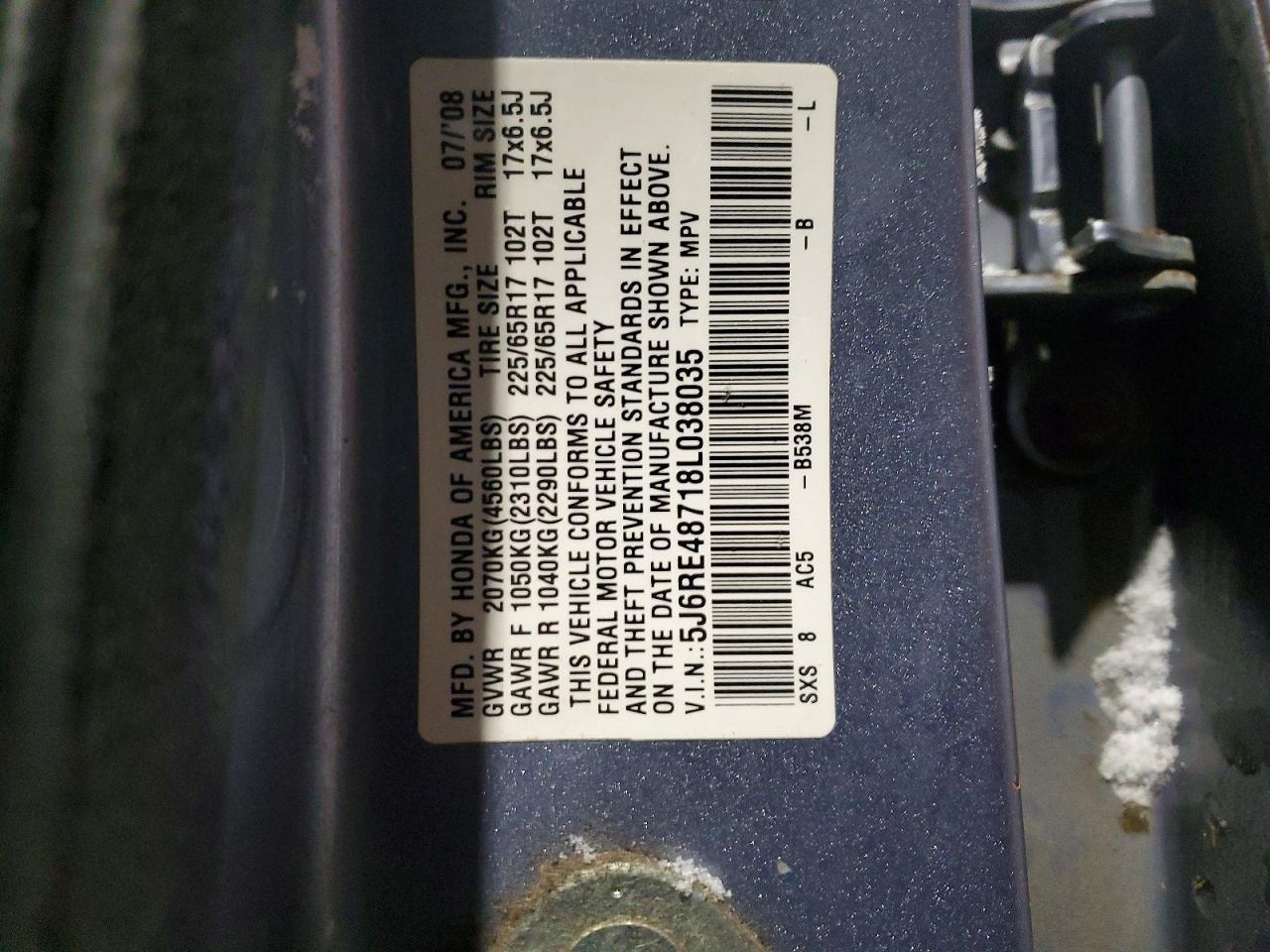 2008 HONDA CR-V EXL photo 13