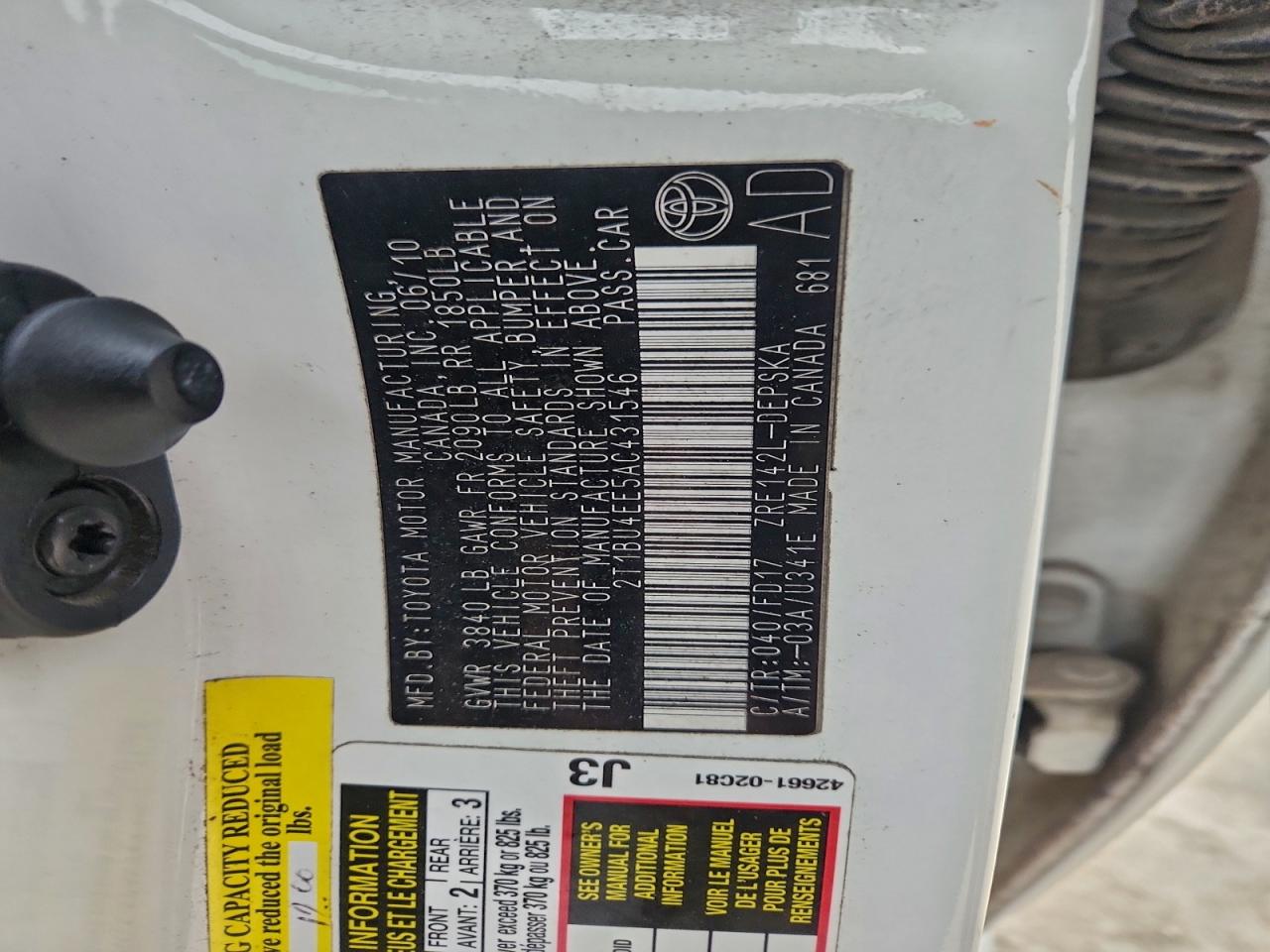 2010 TOYOTA COROLLA BASE photo 12