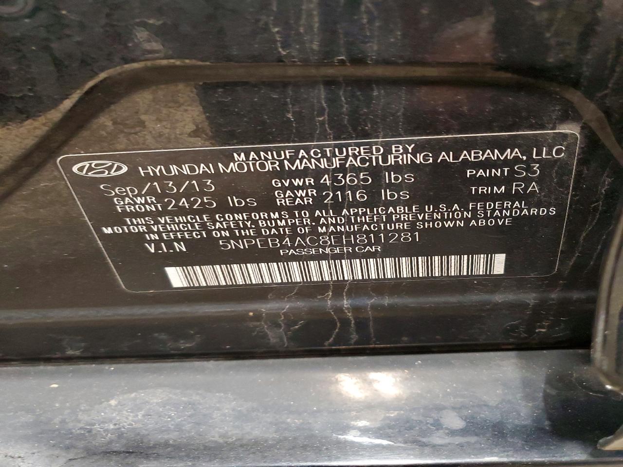 2014 HYUNDAI SONATA GLS photo 12