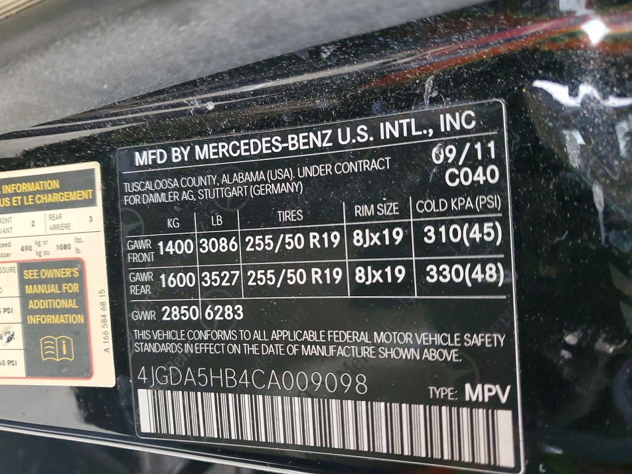 2012 MERCEDES-BENZ ML 350 4MATIC photo 25