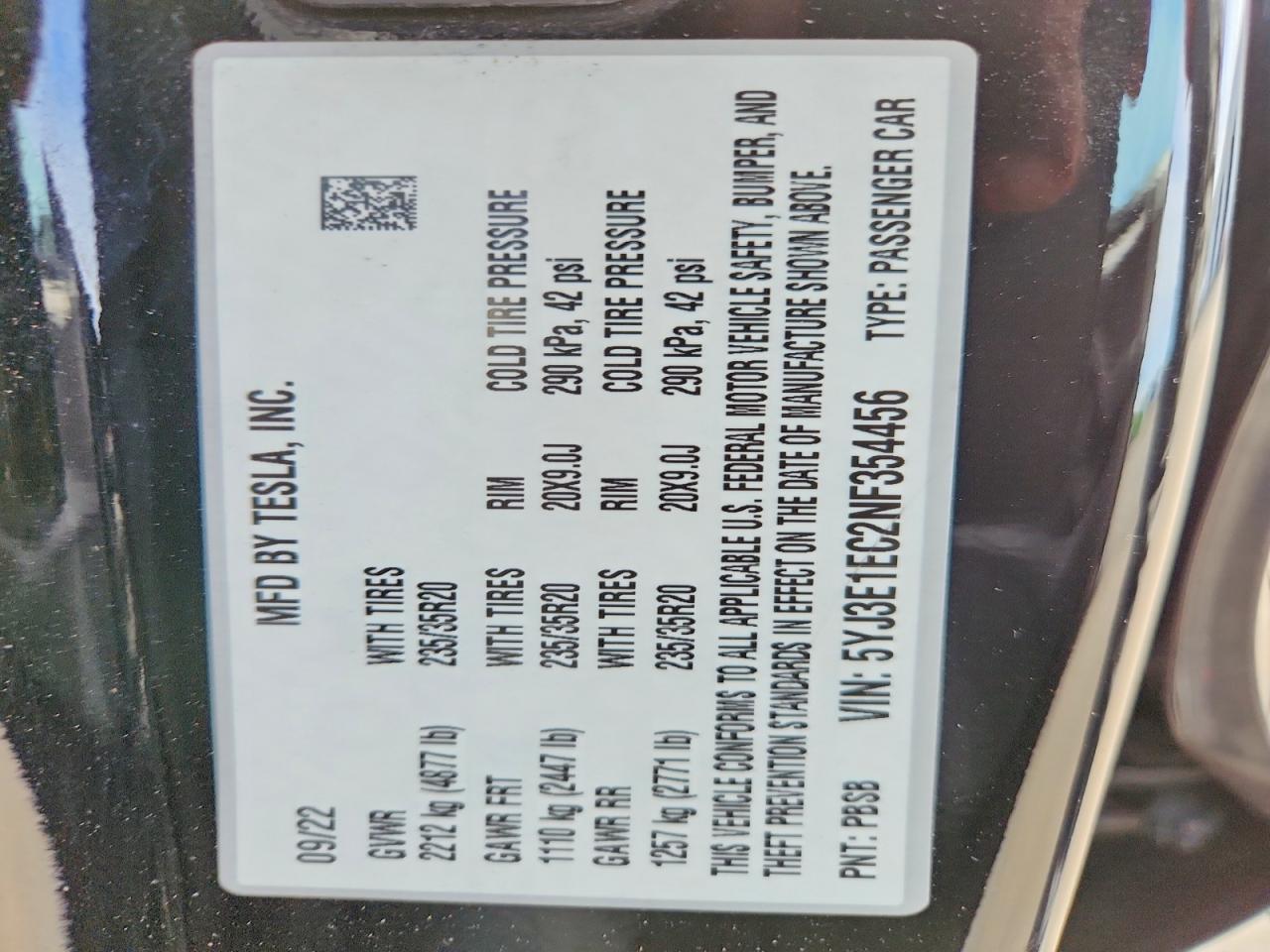 2022 TESLA MODEL 3 photo 12
