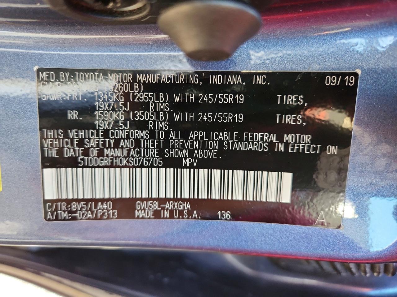 2019 TOYOTA HIGHLANDER HYBRID LIMITED PLATINUM photo 12
