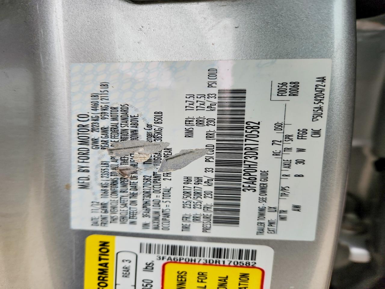 2013 FORD FUSION SE photo 12