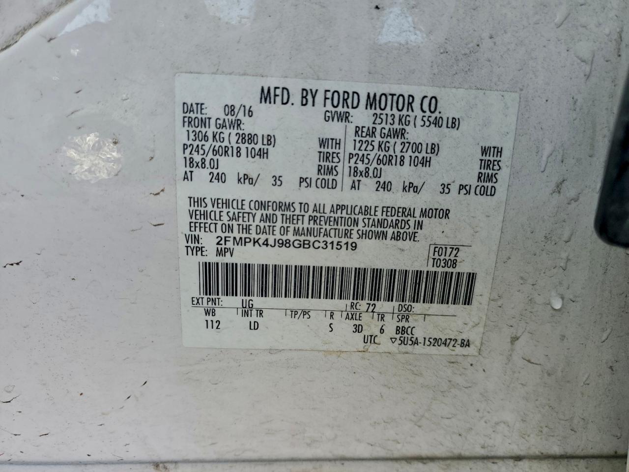 2016 FORD EDGE SEL photo 23