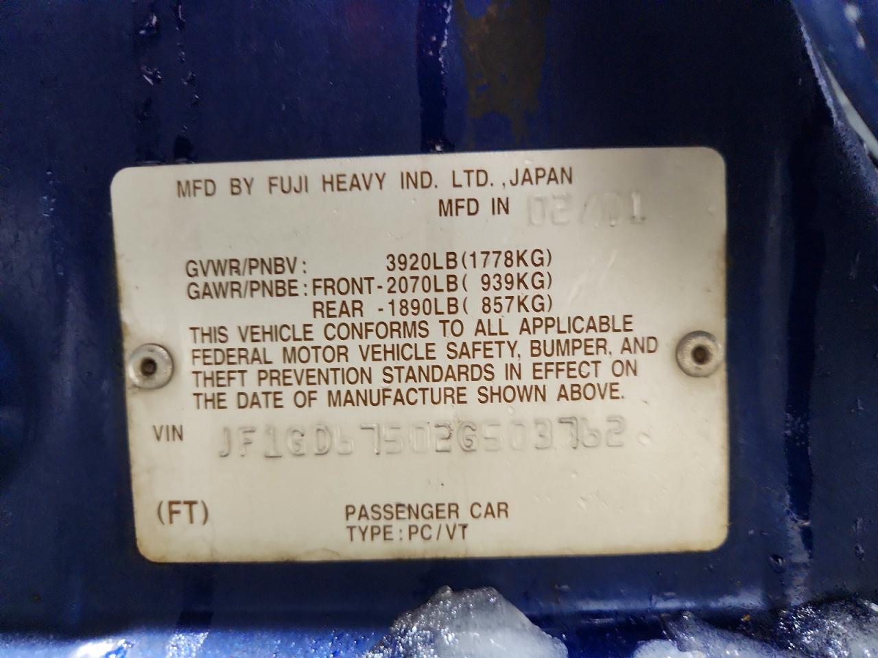 2002 SUBARU IMPREZA RS photo 13