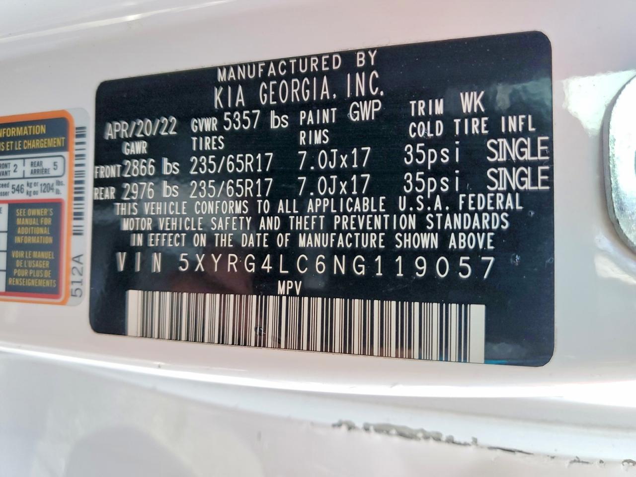 2022 KIA SORENTO LX photo 14
