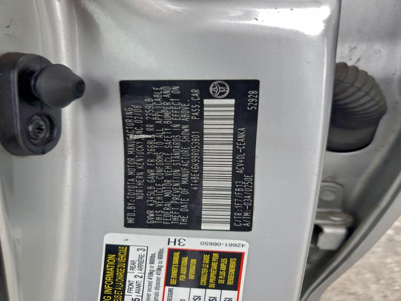 2009 TOYOTA CAMRY BASE photo 23