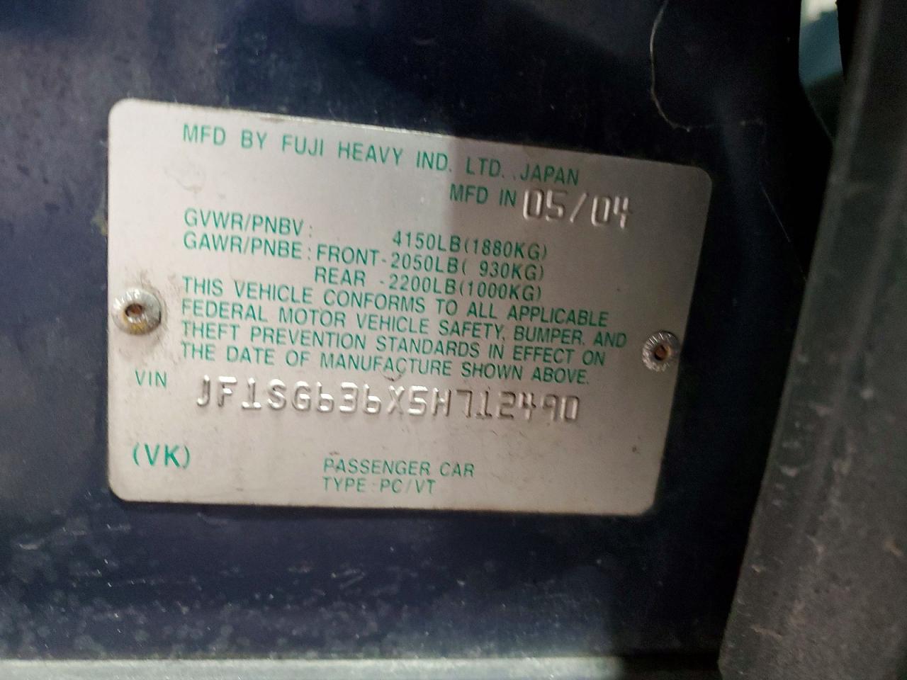 2005 SUBARU FORESTER 2.5X photo 12