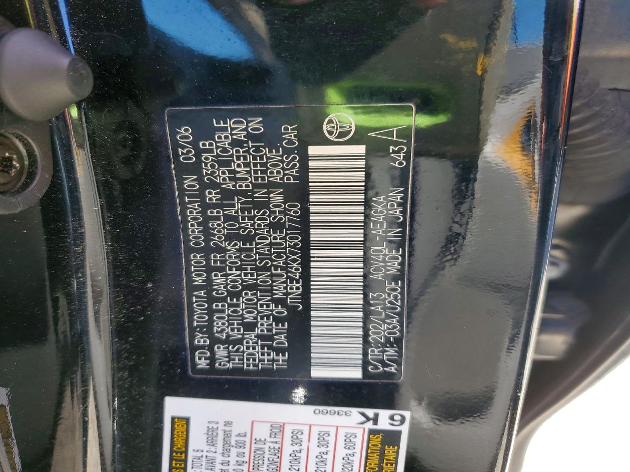2007 TOYOTA CAMRY CE photo 34