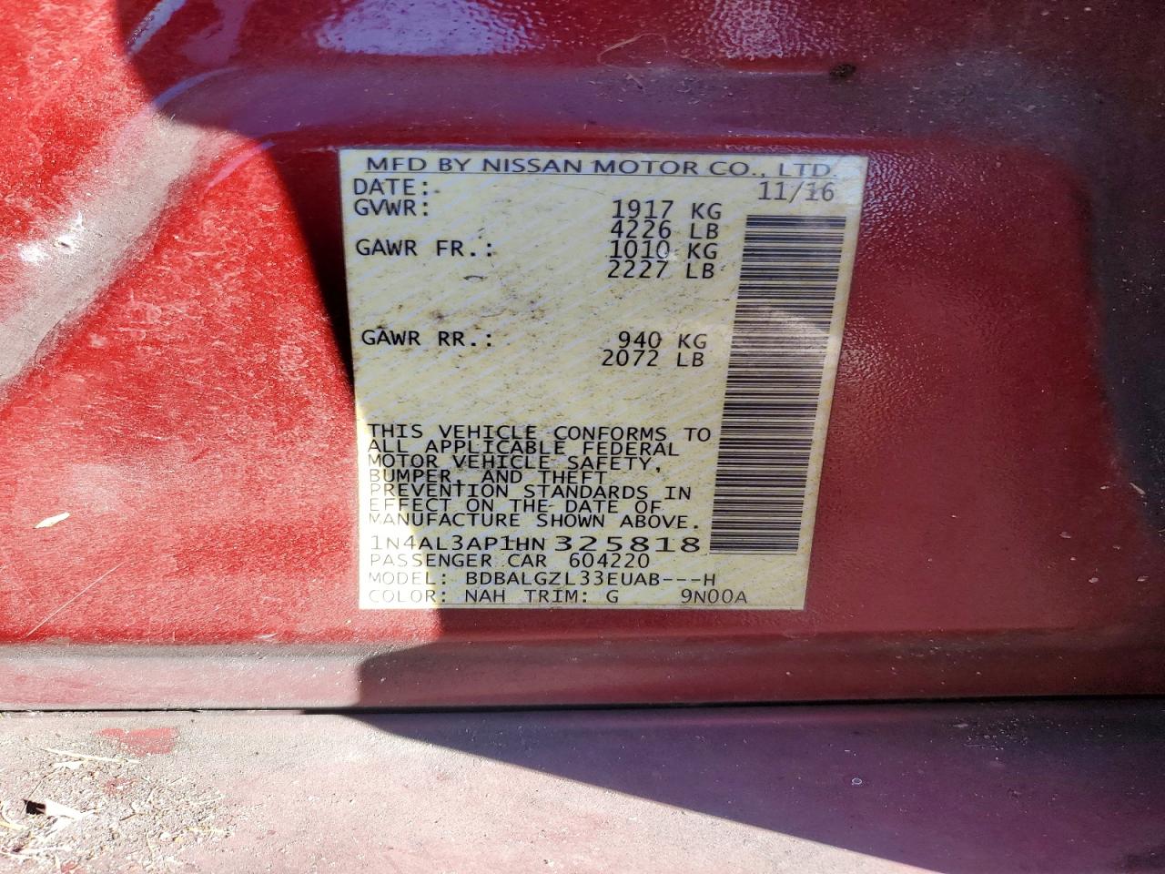 2017 NISSAN ALTIMA 2.5 photo 23