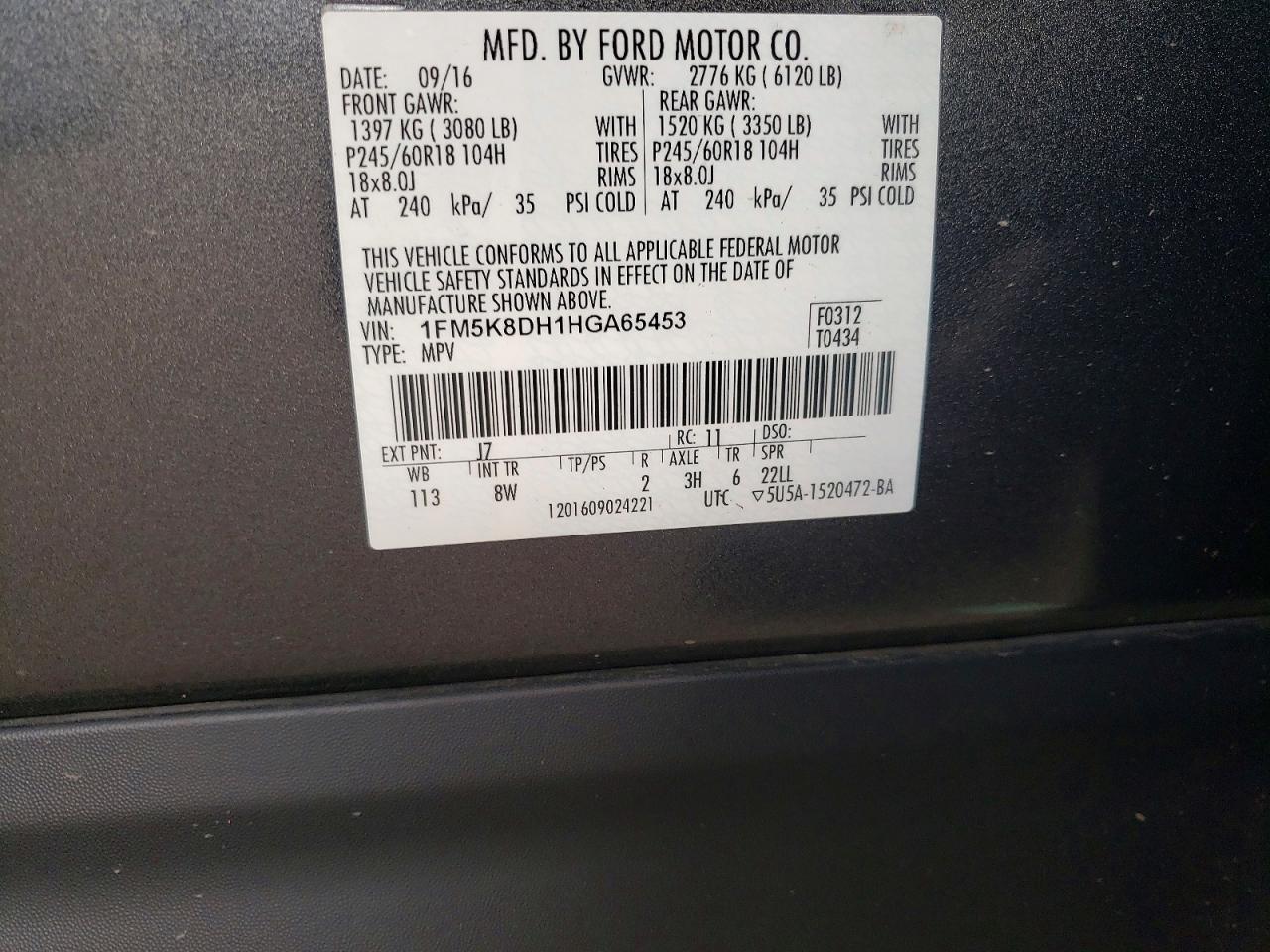 2017 FORD EXPLORER XLT photo 13
