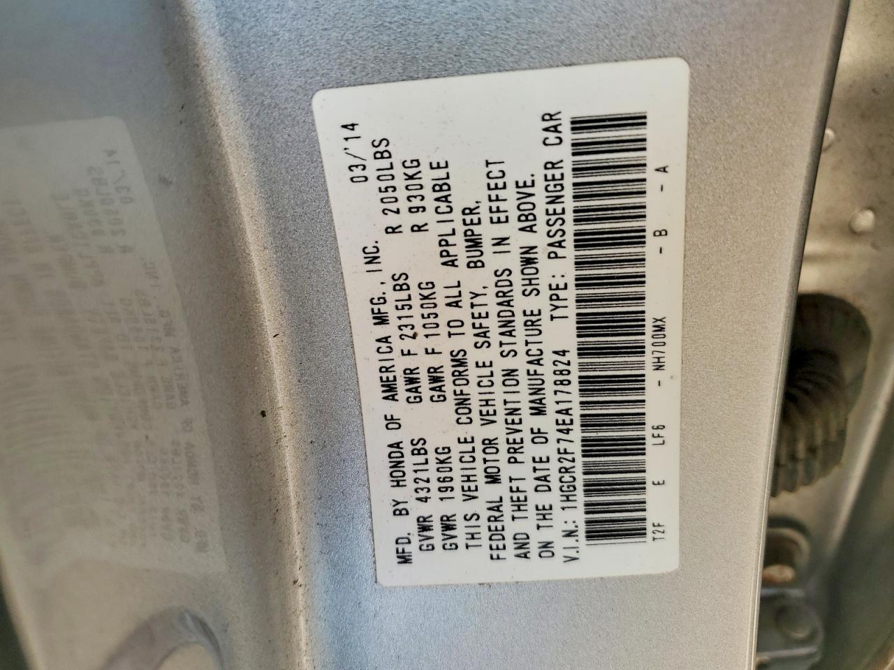 2014 HONDA ACCORD EX photo 23