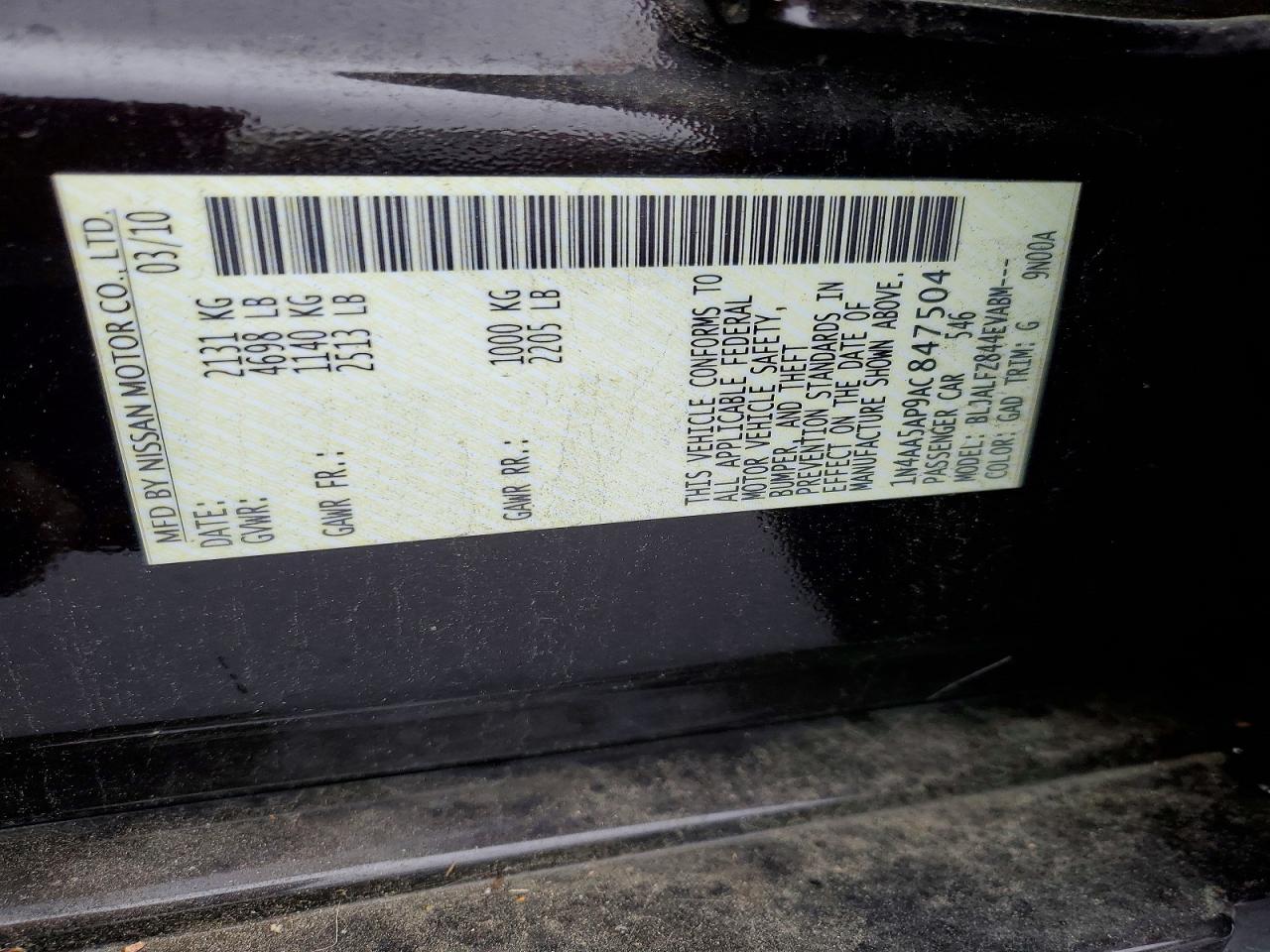 2010 NISSAN MAXIMA S photo 12