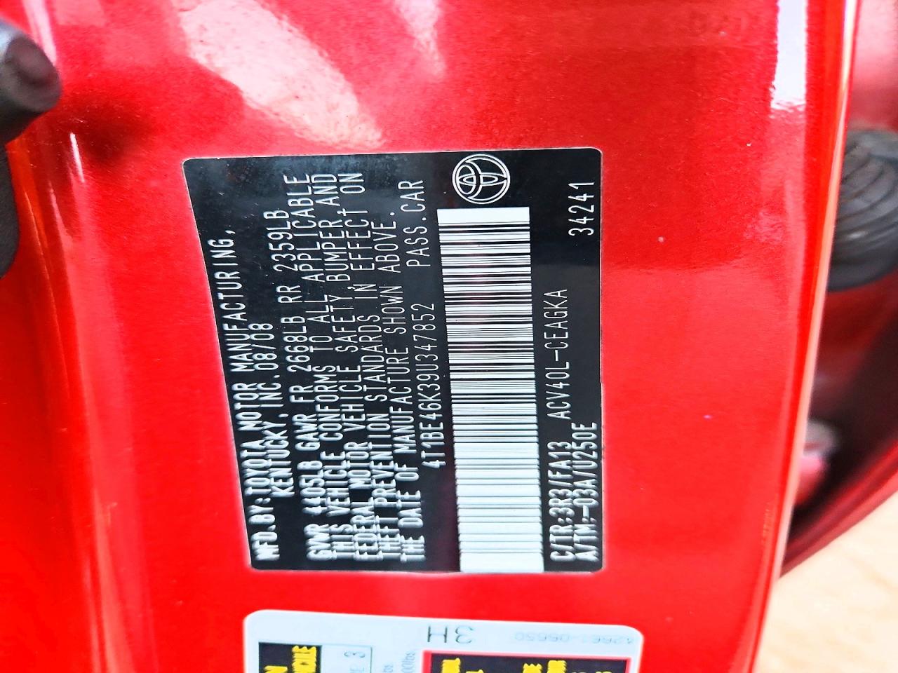 2009 TOYOTA CAMRY BASE photo 12