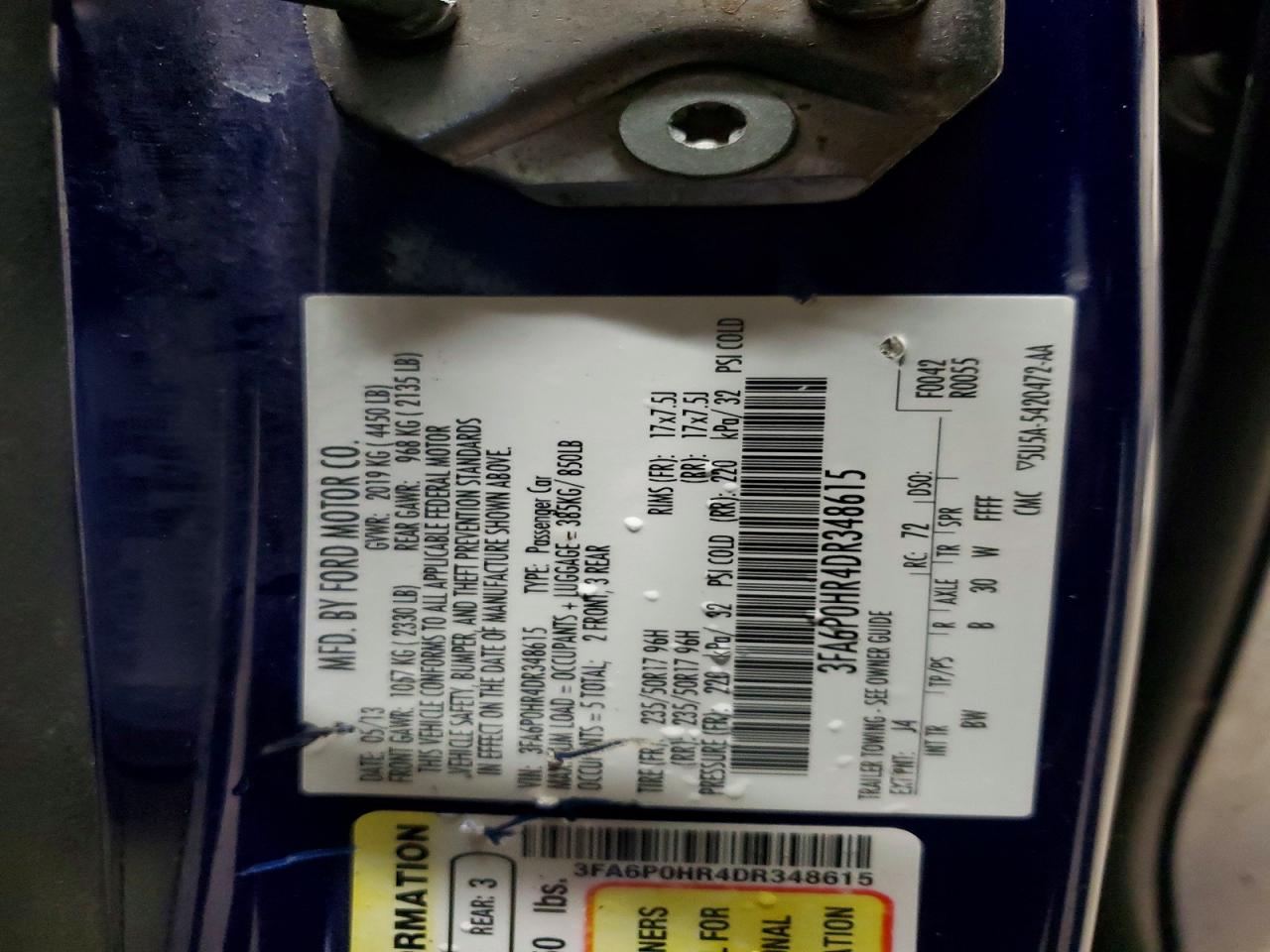 2013 FORD FUSION SE photo 12
