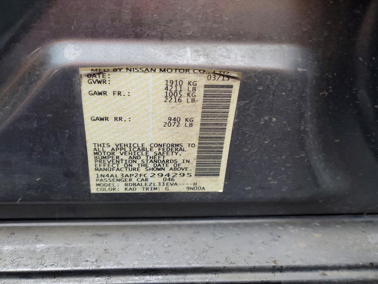 2015 NISSAN ALTIMA 2.5 photo 34