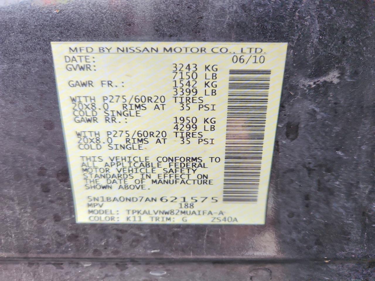 2010 NISSAN ARMADA SE photo 13