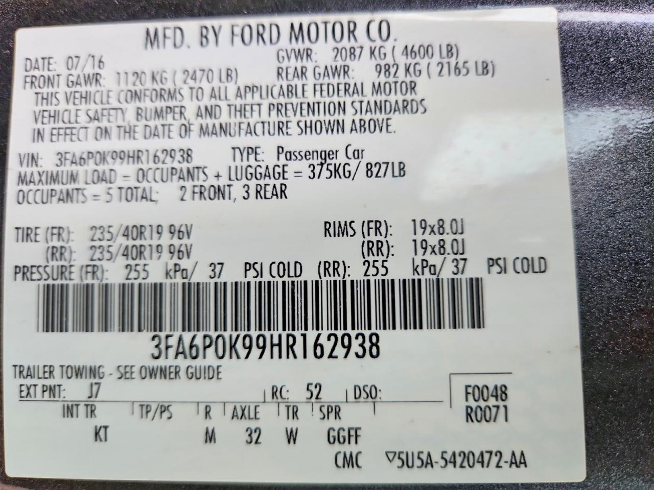 2017 FORD FUSION TITANIUM photo 12
