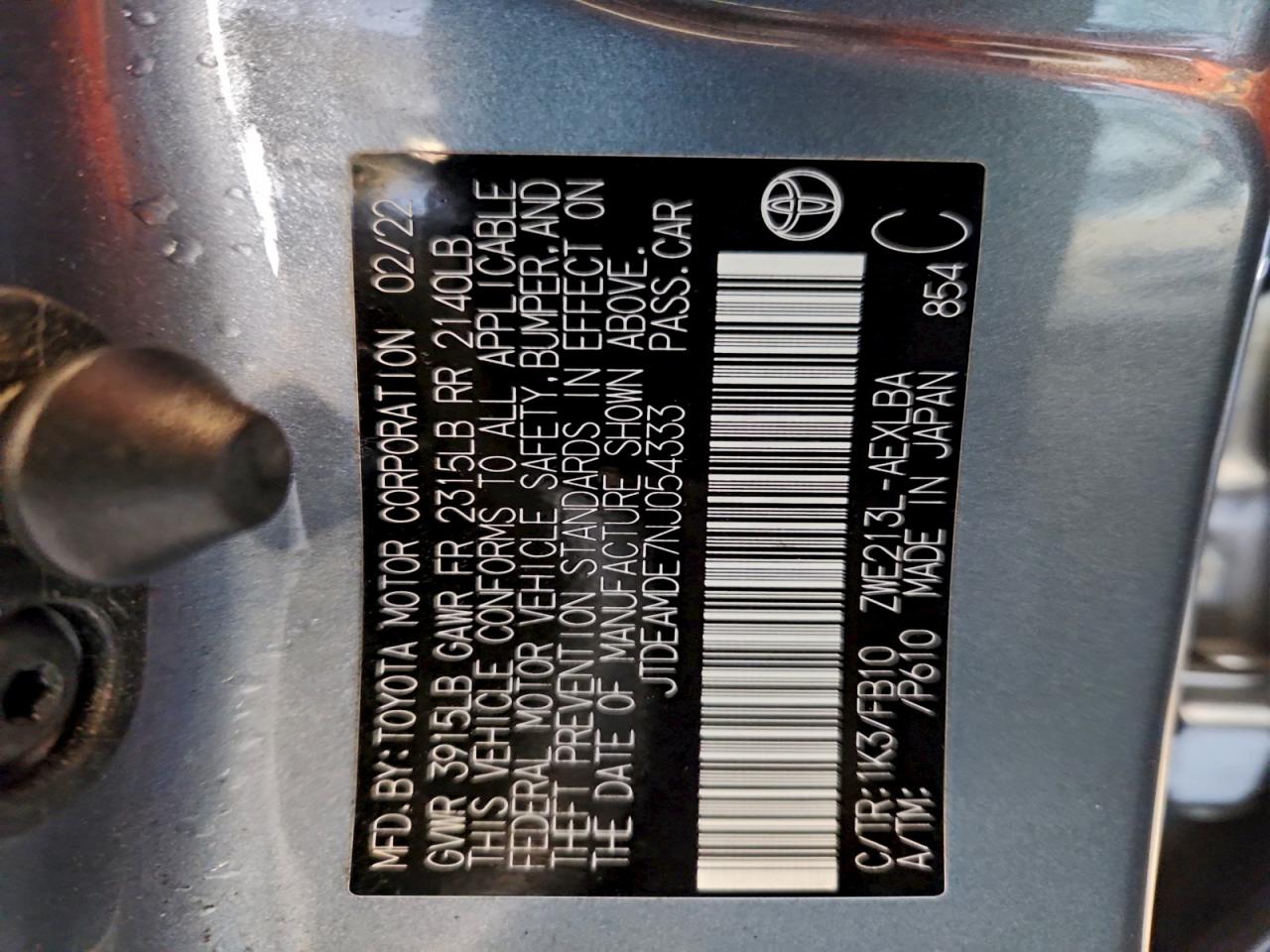 2022 TOYOTA COROLLA LE photo 12