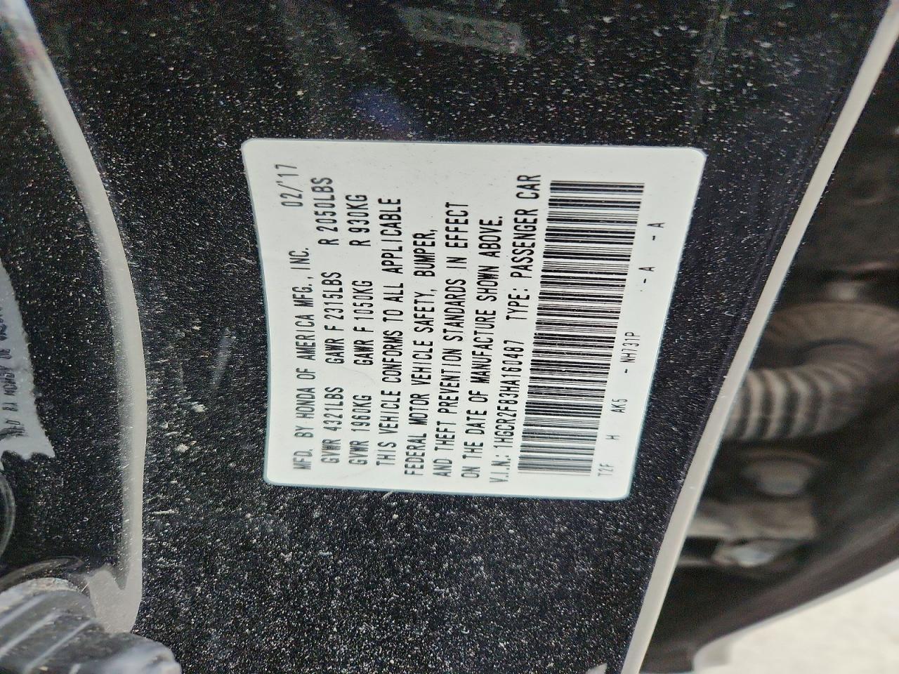 2017 HONDA ACCORD EXL photo 12