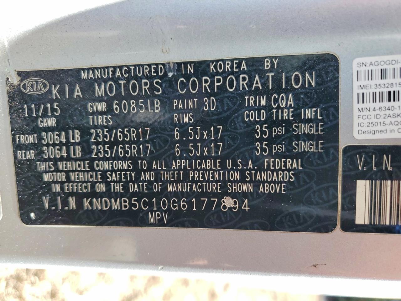 2016 KIA SEDONA LX photo 25