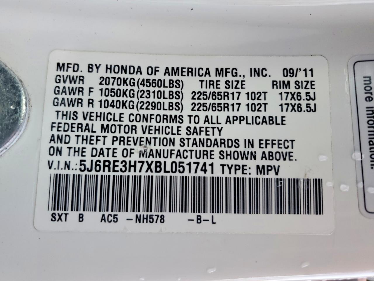 2011 HONDA CR-V EXL photo 25
