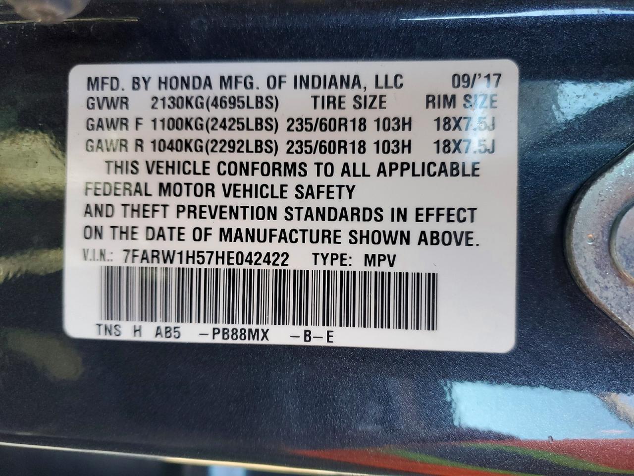 2017 HONDA CR-V EX photo 25