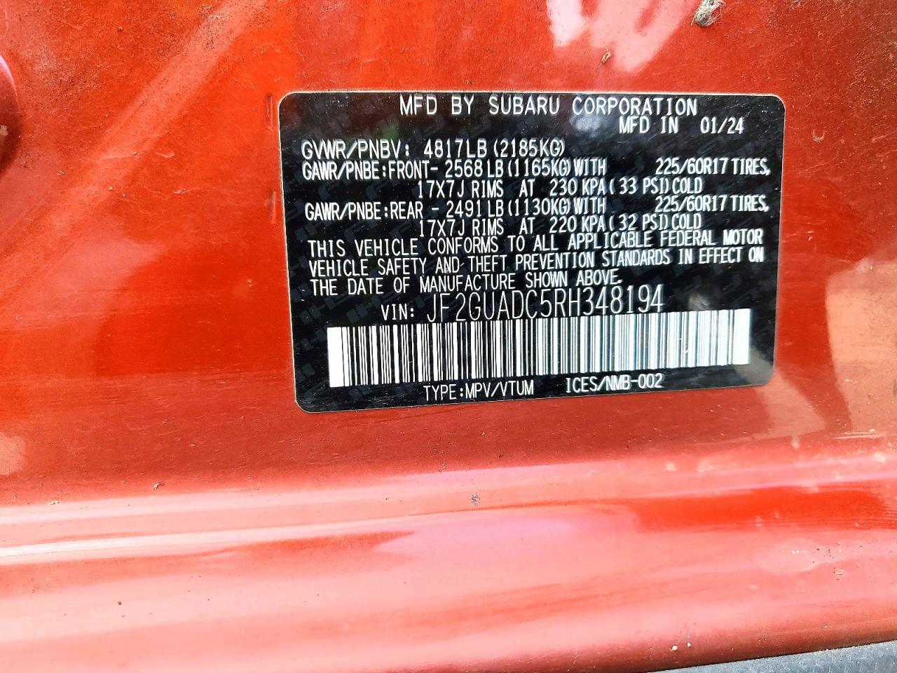 2024 SUBARU CROSSTREK PREMIUM photo 12