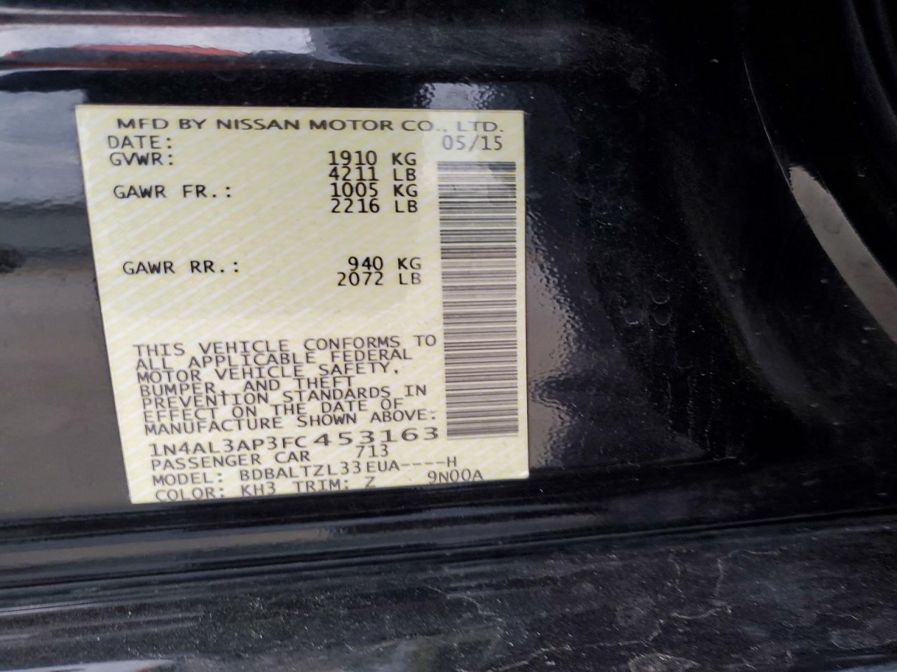 2015 NISSAN ALTIMA 2.5 photo 12