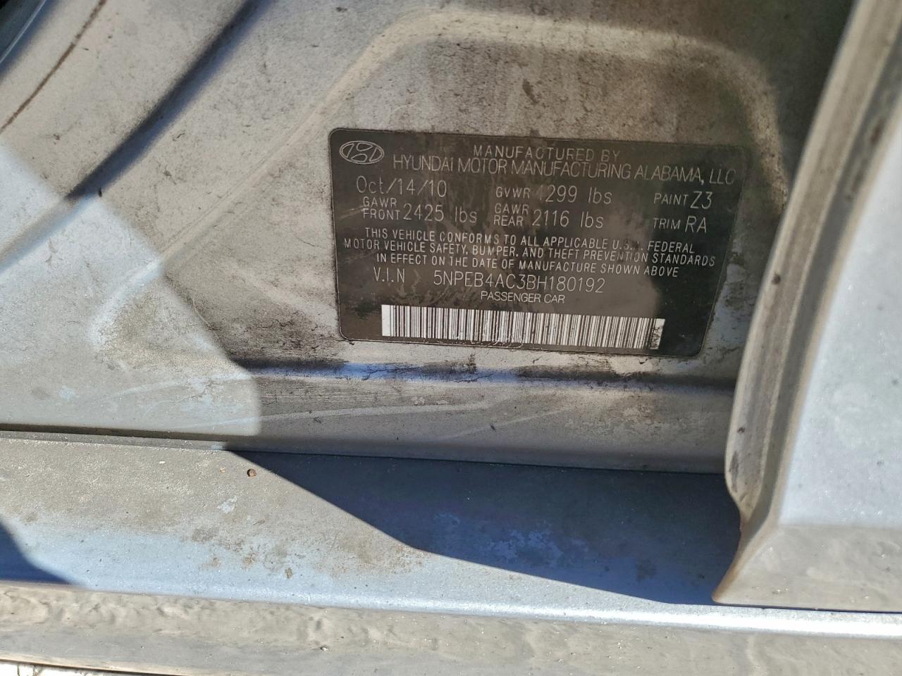 2011 HYUNDAI SONATA GLS photo 12