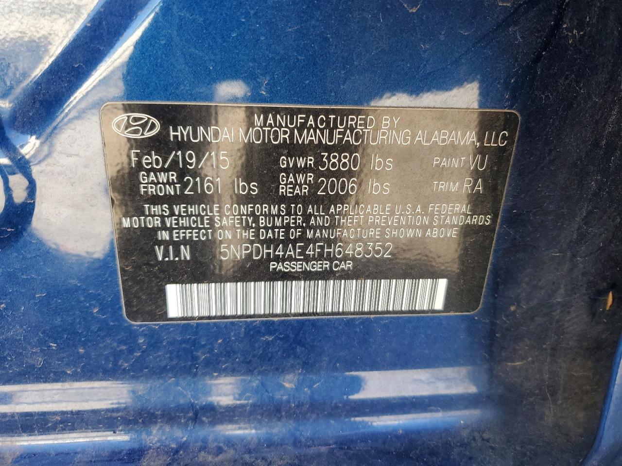2015 HYUNDAI ELANTRA SE photo 12