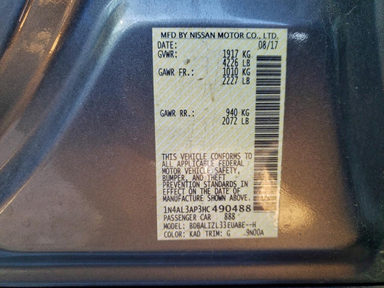 2017 NISSAN ALTIMA 2.5 photo 12
