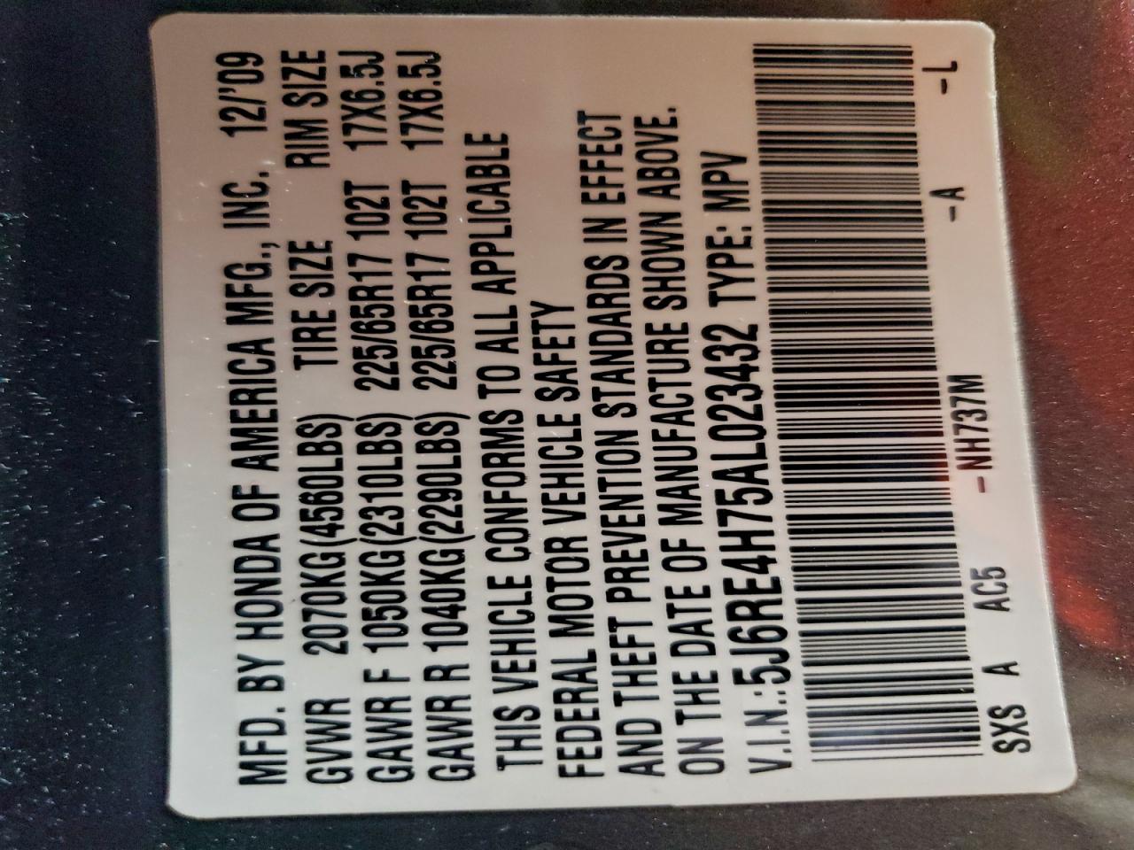 2010 HONDA CR-V EXL photo 37