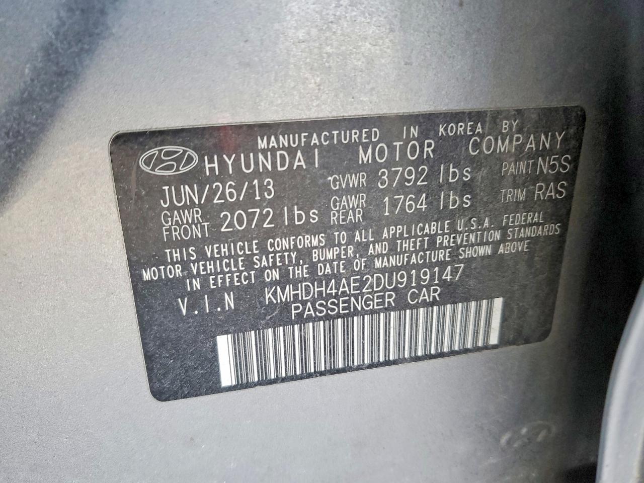 2013 HYUNDAI ELANTRA GLS photo 13