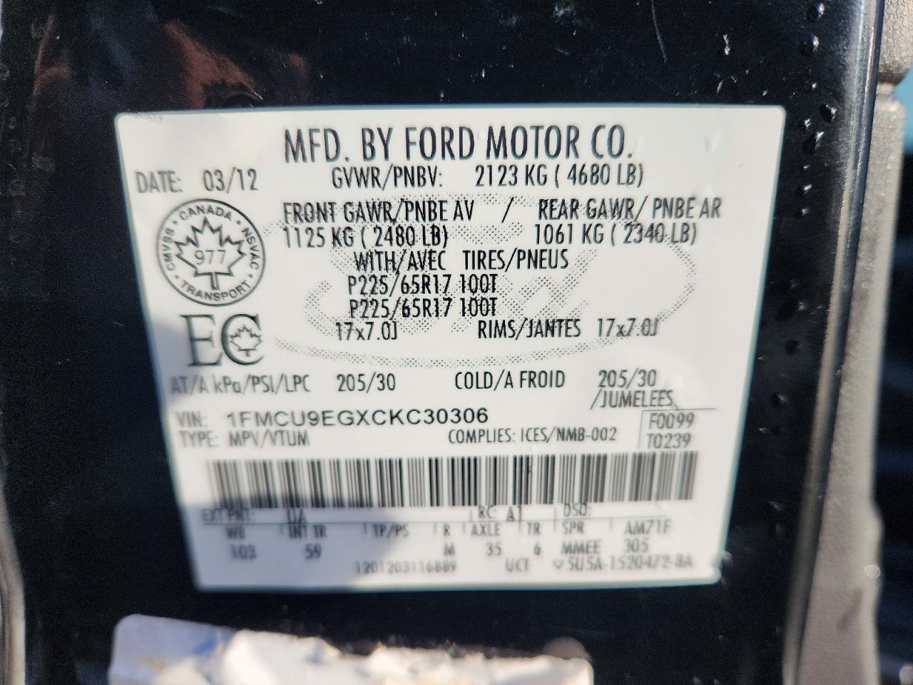 2012 FORD ESCAPE LIMITED photo 23