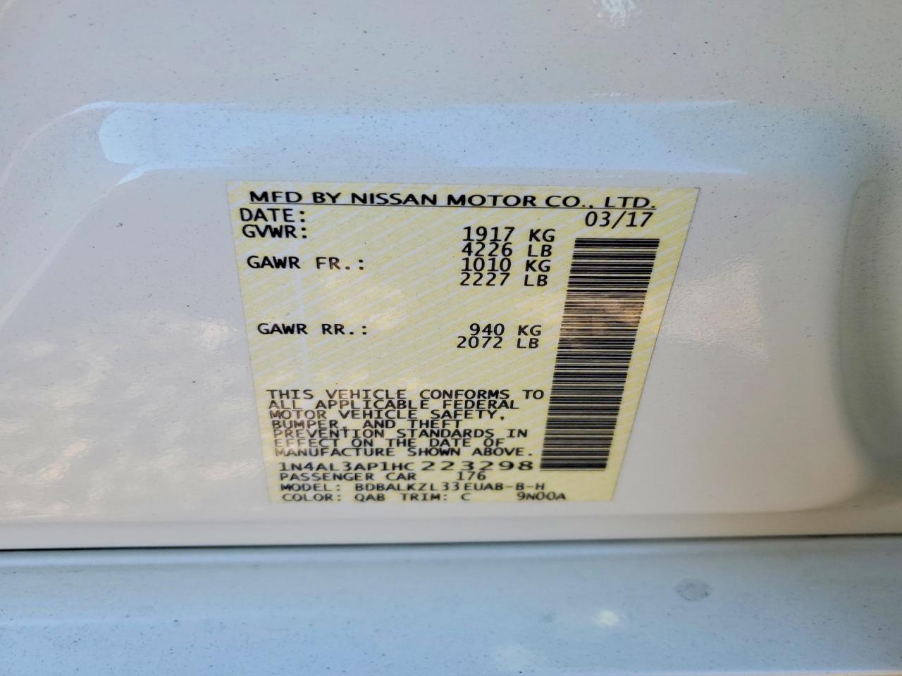 2017 NISSAN ALTIMA 2.5 photo 12