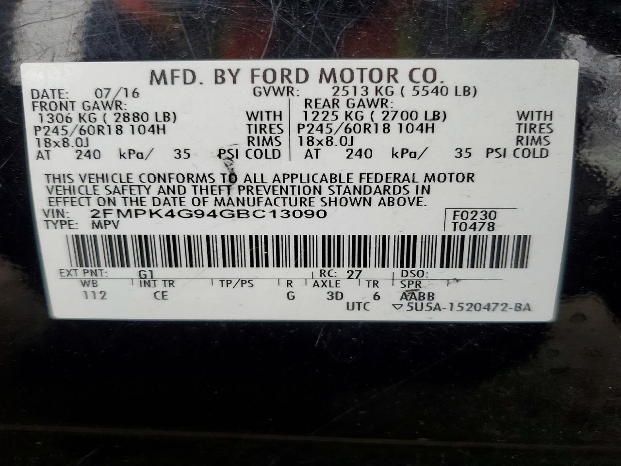 2016 FORD EDGE SE photo 13