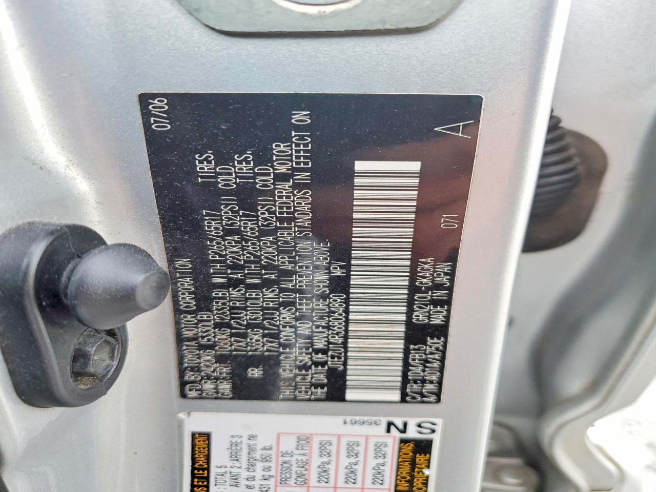 2006 TOYOTA 4RUNNER SR5 photo 12