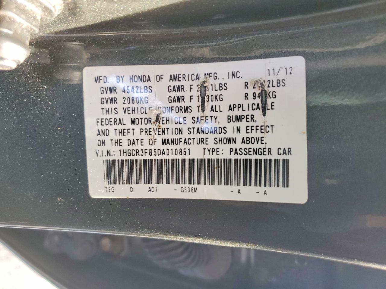 2013 HONDA ACCORD EXL photo 12