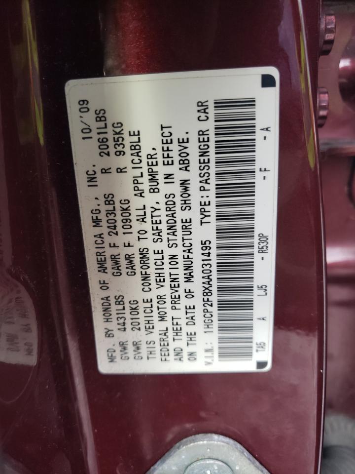 2010 HONDA ACCORD EXL photo 11